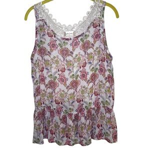 Altar'd State Crochet Back Detail Floral Tank Top Size Medium Boho Summer